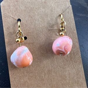 Cute Pink Shell Earrings Coastal Ocean-Inspired Accessories Clip-on.